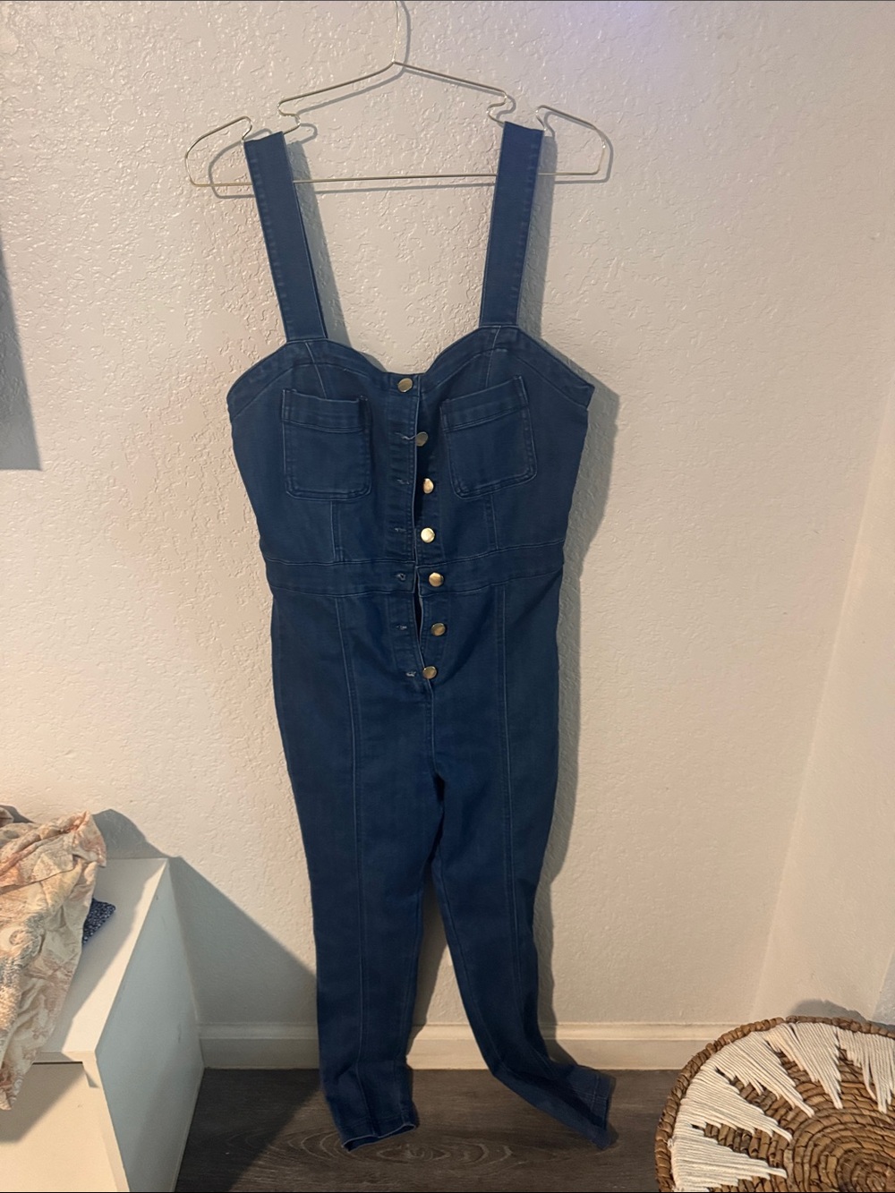 Haute Monde Dark Blue Denim Button Jumpsuit